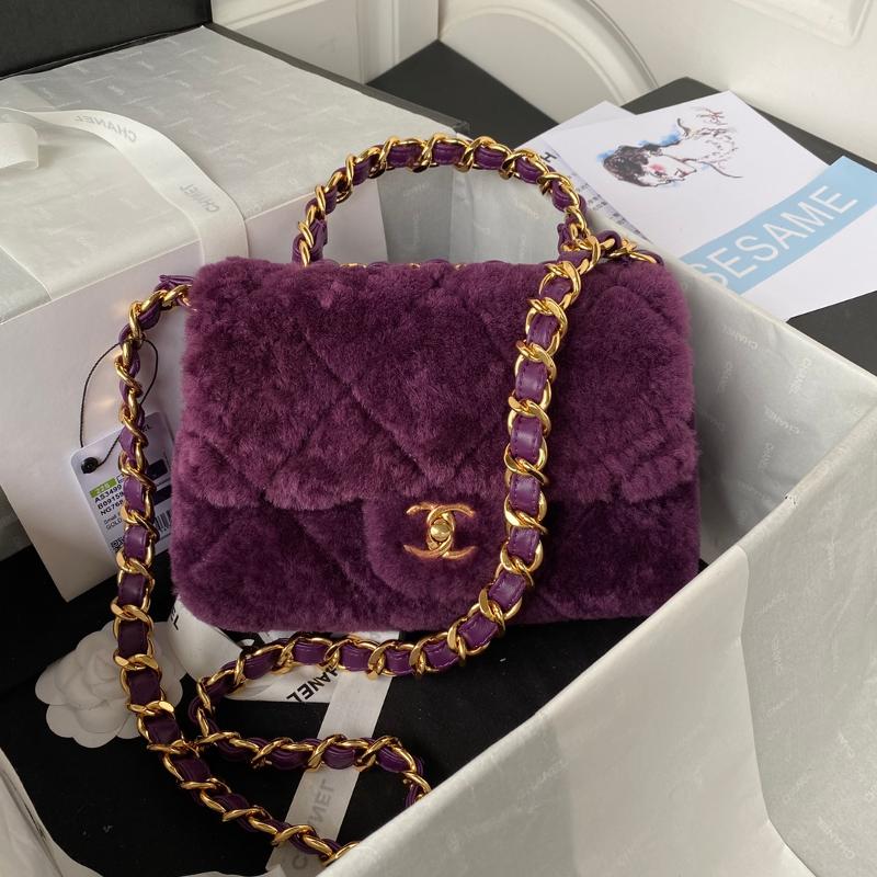 Chanel Handbags AS3499 Wool Purple